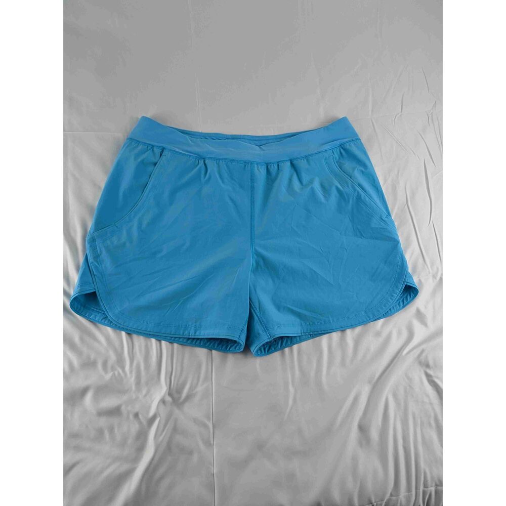 LANDS END BLUE WOMENS QUICK DRY POCKETED ELASTIC WAIST SWIM SHORTS SIZE 16